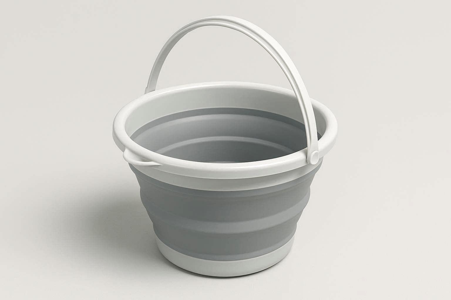 Collapsible Silicone Bucket Portable Folding Water Pail With Handle Lightweight Plastic Basin For Camping Hiking Fishing Cleaning - Image 1