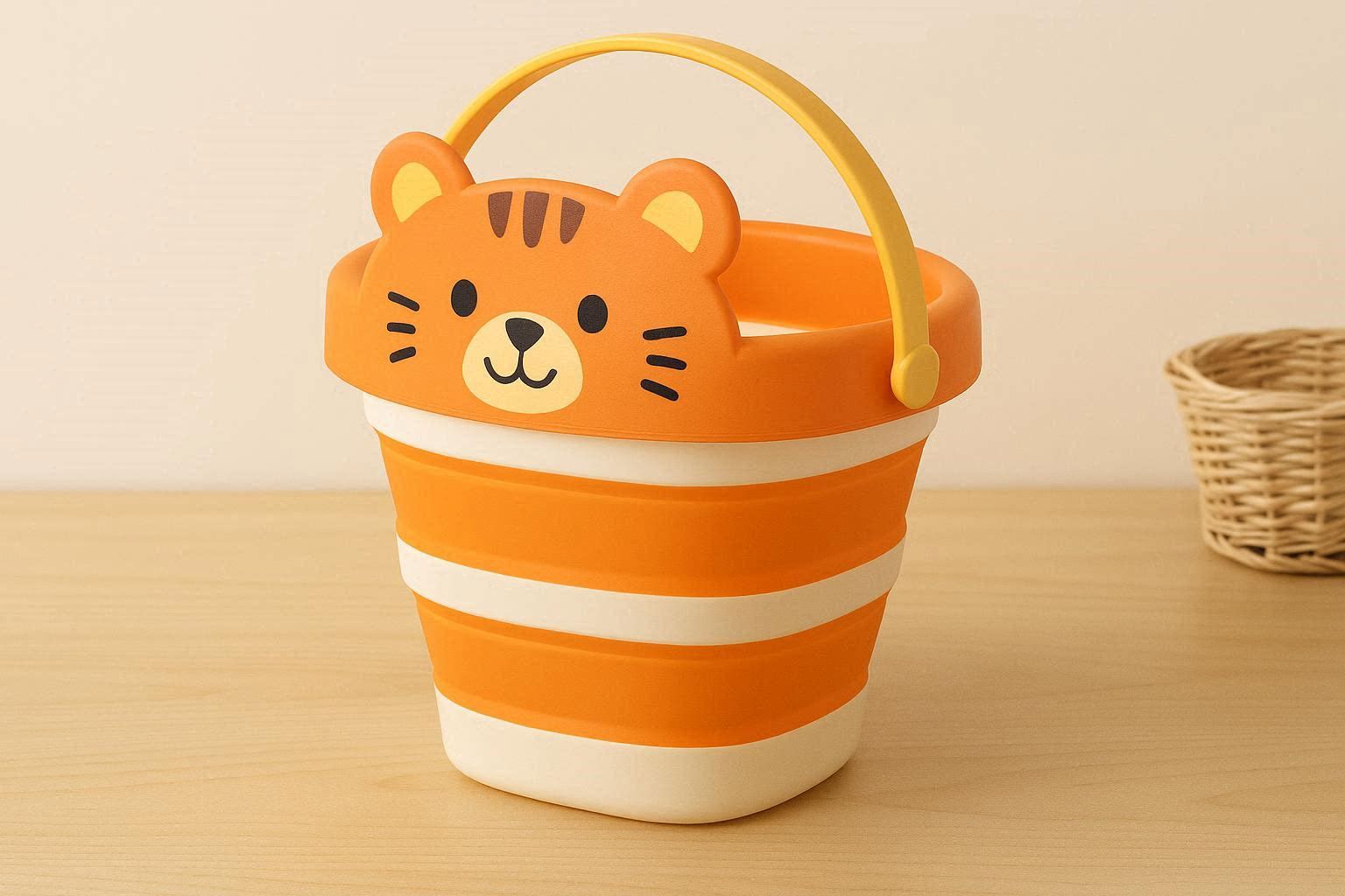 Cute Cartoon Animal Collapsible Bucket Plastic Folding Water Pail Portable Beach Toy Storage Container Pack For Kids - Image 1