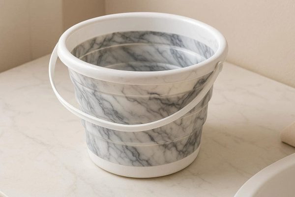 17 Luxury Marble Pattern Collapsible Bucket Silicone Folding Wash Basin Non Slip Heat Resistant Portable Pail Home Dressing