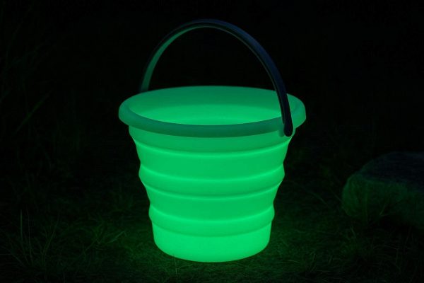 18 Luminous Glowing Collapsible Bucket Silicone Folding Water Pail Glow In Dark Portable Basin Nighttime Camping Fishing Party