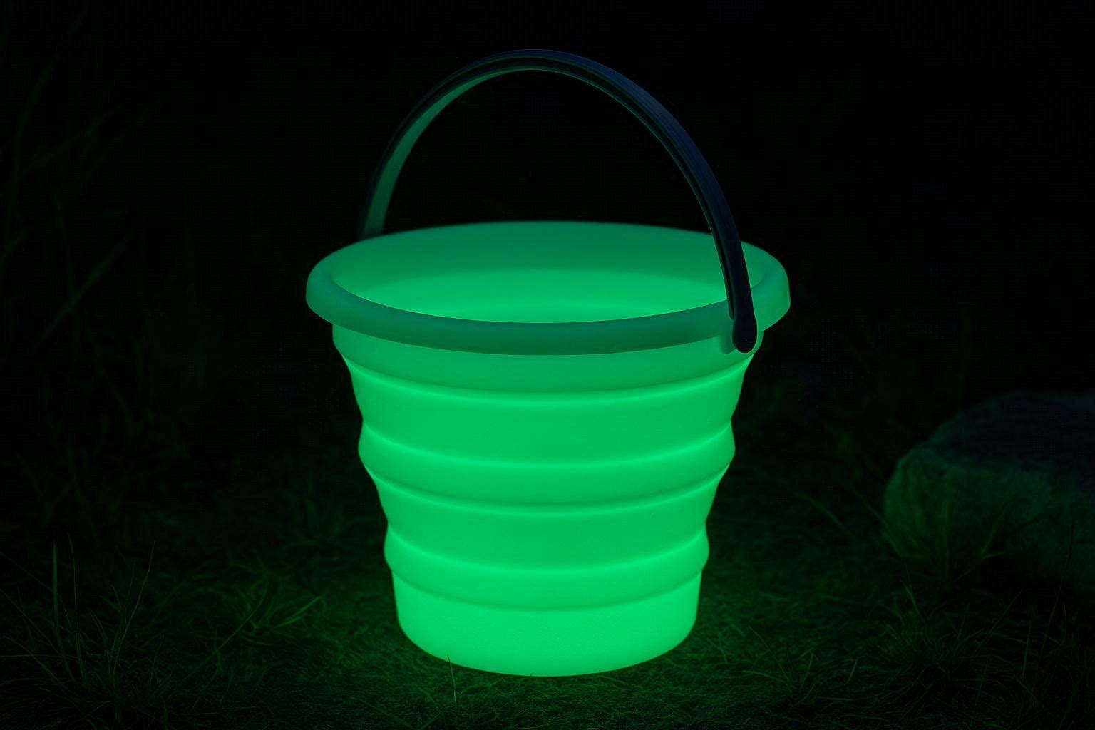 Luminous Glowing Collapsible Bucket Silicone Folding Water Pail Glow In Dark Portable Basin Nighttime Camping Fishing Party - Image 1