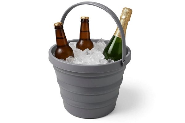 19 Insulated Collapsible Ice Bucket Silicone Folding Drink Chiller With Carrying Handle Portable Beer Wine Champagne Tub Cooler