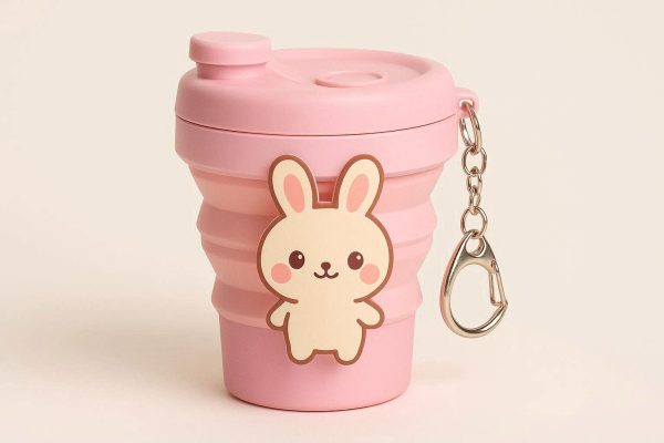 4 Cute Cartoon Animal Collapsible Cup Plastic Folding Travel Mug Portable Drinking Water Bottle Keychain For Kids Girls