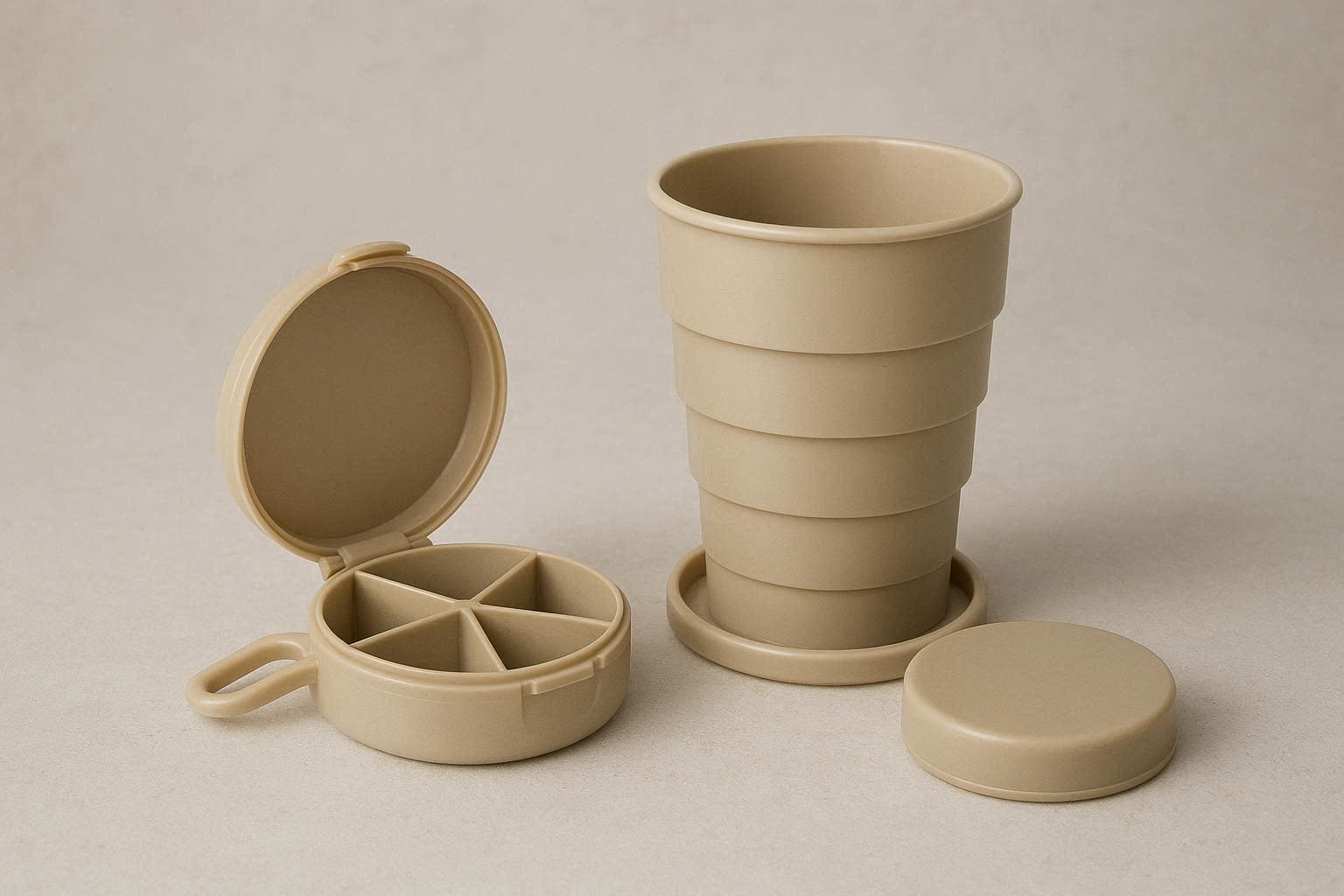 Telescopic Plastic Travel Cup Portable Collapsible Folding Drinking Mug With Lid Pill Box Organizer Case Outdoor Camping - Image 1