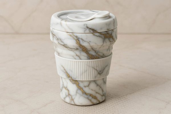 7 Luxury Marble Pattern Collapsible Cup Silicone Folding Travel Mug Non Slip Heat Resistant Portable Drinking Tumbler Vanity