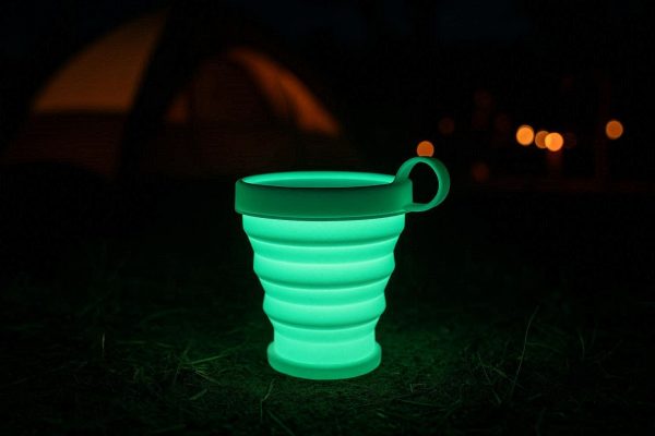 8 Luminous Glowing Collapsible Cup Silicone Folding Travel Mug Glow In Dark Portable Water Bottle Nighttime Camping Party