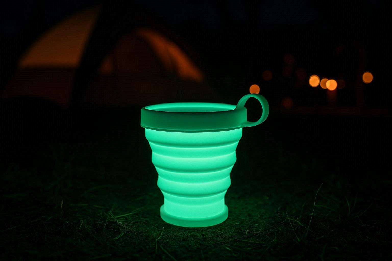 Luminous Glowing Collapsible Cup Silicone Folding Travel Mug Glow In Dark Portable Water Bottle Nighttime Camping Party - Image 1