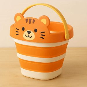 Cute Cartoon Animal Collapsible Bucket Plastic Folding Water Pail Portable Beach Toy Storage Container Pack For Kids