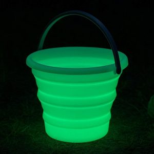 Luminous Glowing Collapsible Bucket Silicone Folding Water Pail Glow In Dark Portable Basin Nighttime Camping Fishing Party
