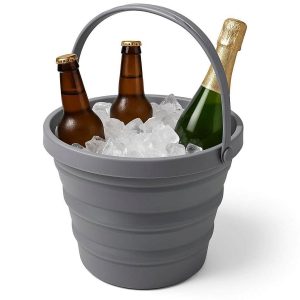 Insulated Collapsible Ice Bucket Silicone Folding Drink Chiller With Carrying Handle Portable Beer Wine Champagne Tub Cooler