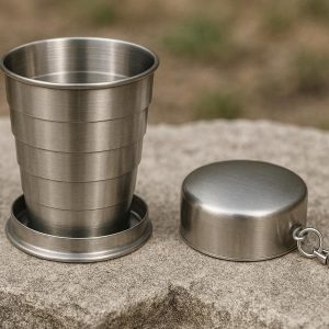 Folding Stainless Steel Travel Cup Portable Metal Collapsible Drinking Mug Lightweight Pocket Flask For Outdoor Hiking