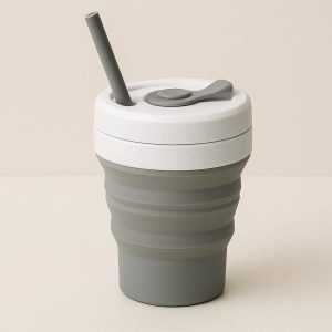 Collapsible Coffee Cup Silicone Portable Folding Travel Mug Leak Proof Pocket Drinking Tumbler With Straw Heat Resistant